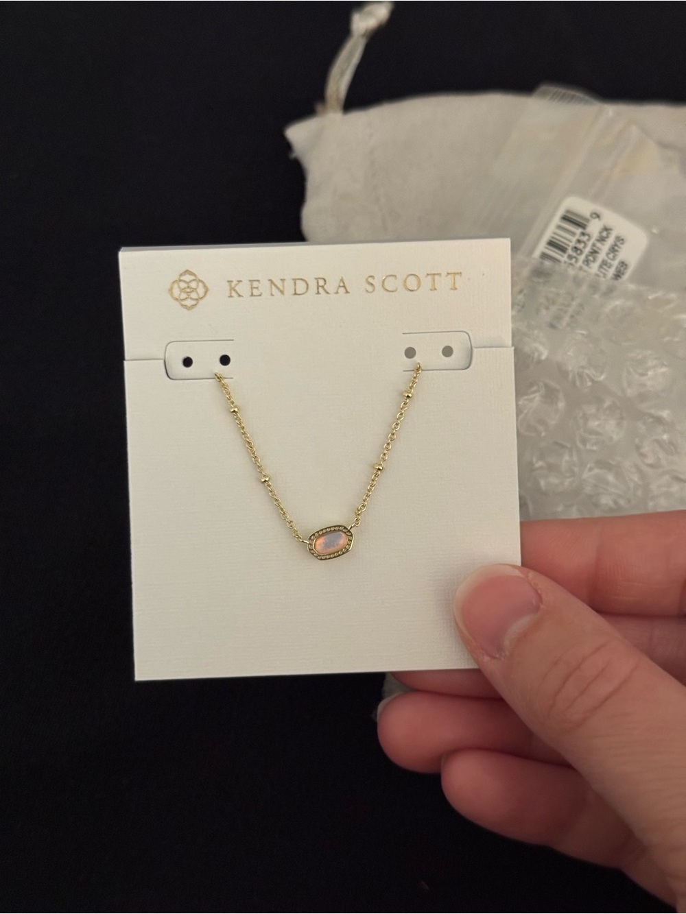 Kendra Scott Gold Necklace with Pink Oval Stone
